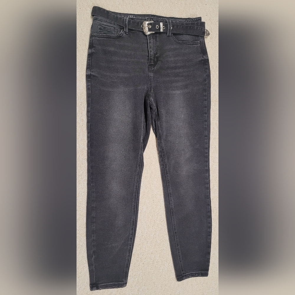 Vanilla Star Black Jeans Belted High Rise Skinny W30 / 11 Zipper Fly Nice Cond